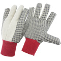 Double Palmed Sewed PVC Dotted Canvas Cotton Industrial Safety Hand Work Gloves (410022)